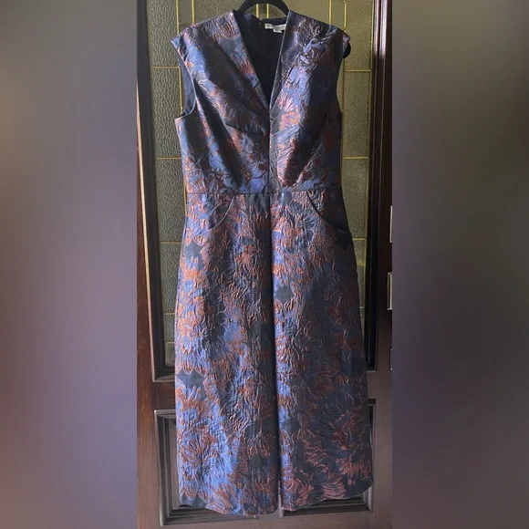 Kay Unger Navy/Bronze Wide-leg Faustine Jumpsuit - Picture 2 of 11